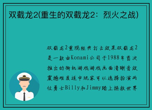 双截龙2(重生的双截龙2：烈火之战)